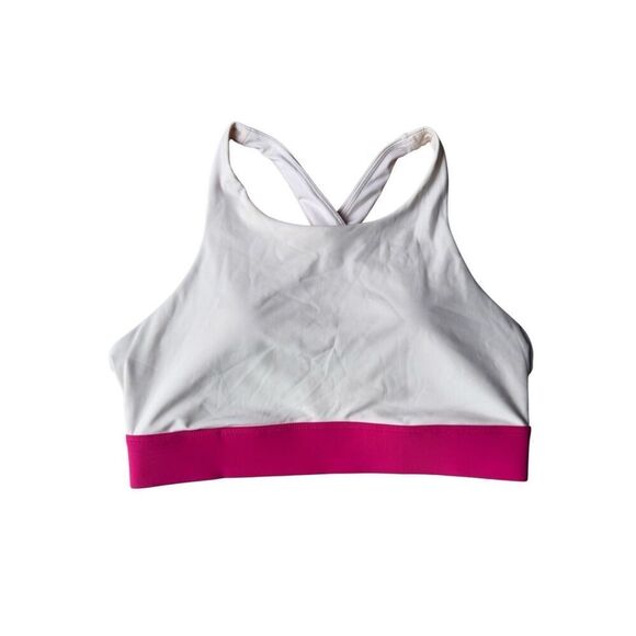Fabletics No-Bounce Sports Bra In Tapioca/Plush Pink Size M - Picture 3 of 7